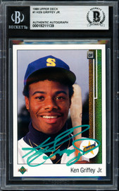 Ken Griffey Jr. Autographed 1989 Upper Deck Rookie Card #1 Seattle Mariners Beckett BAS #19211139