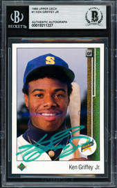 Ken Griffey Jr. Autographed 1989 Upper Deck Rookie Card #1 Seattle Mariners Beckett BAS #19211227