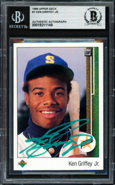 Ken Griffey Jr. Autographed 1989 Upper Deck Rookie Card #1 Seattle Mariners Beckett BAS #19211149