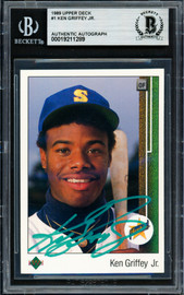 Ken Griffey Jr. Autographed 1989 Upper Deck Rookie Card #1 Seattle Mariners Beckett BAS #19211289