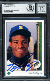 Ken Griffey Jr. Autographed 1989 Upper Deck Rookie Card #1 Seattle Mariners Auto Grade Gem Mint 10 Beckett BAS #18629953