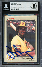 Tony Gwynn Autographed 1983 Fleer Rookie Card #360 San Diego Padres Vintage Signature Beckett BAS #19212597