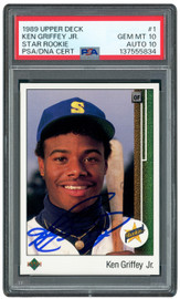 Ken Griffey Jr. Autographed 1989 Upper Deck Rookie Card #1 Seattle Mariners PSA 10 Auto Grade Gem Mint 10 PSA/DNA #137555834
