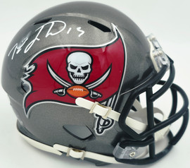 Tez Johnson Autographed Tampa Bay Buccaneers Silver Speed Mini Helmet (Smudged) JSA Witness #WC164599