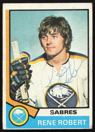 Rene Robert Autographed 1974-75 Topps Card #142 Buffalo Sabres SKU #258318