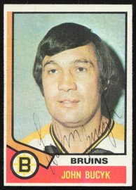 John Johnny Bucyk Autographed 1974-75 Topps Card #239 Boston Bruins SKU #258326