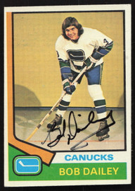 Bob Dailey Autographed 1974-75 Topps Card #240 Vancouver Canucks SKU #258328