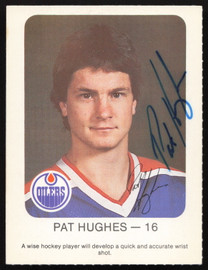 Pat Hughes Autographed 1981-82 Red Rooster Card Edmonton Oilers SKU #258330