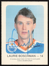 Laurie Boschman Autographed 1982-83 Red Rooster Card Edmonton Oilers SKU #258351