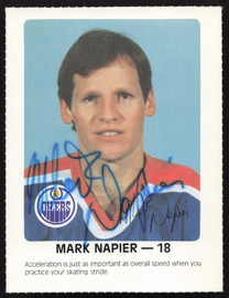Mark Napier Autographed 1984-85 Post Red Rooster Card Edmonton Oilers SKU #258363