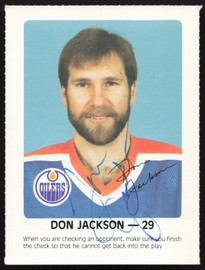 Don Jackson Autographed 1984-85 Post Red Rooster Card Edmonton Oilers SKU #258366