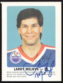 Larry Melnyk Autographed 1984-85 Post Red Rooster Card Edmonton Oilers SKU #258388