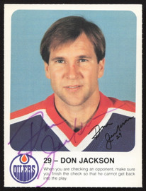 Don Jackson Autographed 1985-86 Post Red Rooster Card Edmonton Oilers SKU #258413
