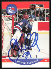 John Vanbiesbrouck Autographed 1990-91 Pro Set Card #209 New York Rangers SKU #258502