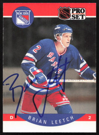 Brian Leetch Autographed 1990-91 Pro Set Card #201 New York Rangers SKU #258503