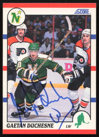 Gaetan Duchesne Autographed 1990-91 Score Card #375 Minnesota North Stars SKU #258514