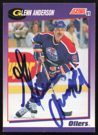 Glenn Anderson Autographed 1991-92 Score Card #47 Edmonton Oilers SKU #258522
