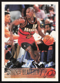 Mookie Blaylock Autographed 1996-97 Topps Card #55 Atlanta Hawks SKU #258971