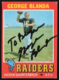 George Blanda Autographed 1971 Topps Card #39 Oakland Raiders "To Bryan" SKU #259103
