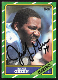 Jacob Green Autographed 1986 Topps Card #206 Seattle Seahawks SKU #259266