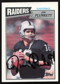 Jim Plunkett Autographed 1987 Topps Card #214 Los Angeles Raiders SKU #259274