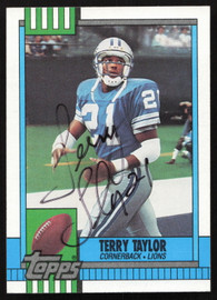 Terry Taylor Autographed 1990 Topps Card #360 Detroit Lions SKU #259319