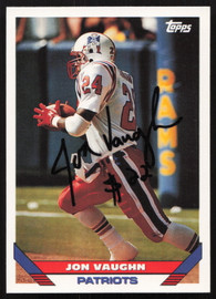 Jon Vaughn Autographed 1993 Topps Card #111 New England Patriots SKU #259357