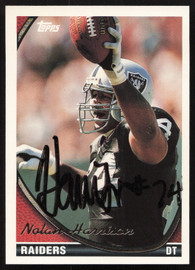 Nolan Harrison Autographed 1994 Topps Card #62 Los Angeles Raiders SKU #259389