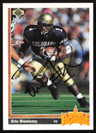 Eric Bieniemy Autographed 1991 Upper Deck Rookie Card #2 San Diego Chargers SKU #259466