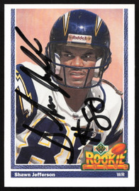 Shawn Jefferson Autographed 1991 Upper Deck Rookie Card #608 San Diego Chargers SKU #259480