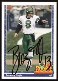 Browning Nagle Autographed 1991 Upper Deck Rookie Card #624 New York Jets SKU #259482