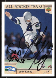 John Kasay Autographed 1992 Upper Deck Rookie Card #54 Seattle Seahawks SKU #259507