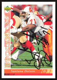Santana Dotson Autographed 1993 Upper Deck Card #521 Tampa Bay Buccaneers SKU #259538