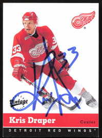 Kris Draper Autographed 2000-01 Upper Deck Vintage Card #133 Detroit Red Wings SKU #259686