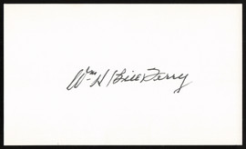 Bill Terry Autographed 3x5 Index Card New York Giants SKU #259625