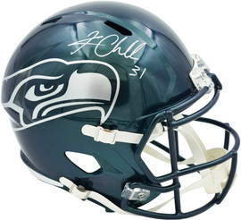 Kam Chancellor Autographed Seattle Seahawks Metallic Green Rivalries Full Size Speed Replica Helmet Beckett BAS Witness Stock #258291