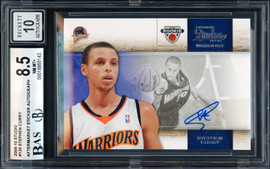 Stephen Curry Autographed 2009-10 Panini Studio Rookie Card #129 Golden State Warriors BGS 8.5 Auto Grade Gem Mint 10 Beckett BAS #18955143