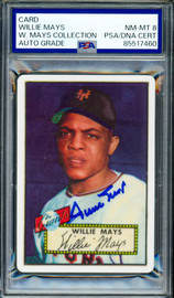 Willie Mays Autographed 1952 Topps Porcelain Rookie Card #261 New York Giants Auto Grade Near Mint/Mint 8 #201/660 PSA/DNA #85517460
