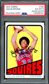Julius "Dr. J" Erving Autographed 1972 Topps Rookie Card #195 Virginia Squires PSA 6 PSA/DNA #135356161