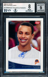 Stephen Curry Autographed 2009-10 Topps Rookie Card #321 Golden State Warriors BGS 8 Auto Grade Mint 9 Beckett BAS #18955001