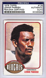 Lemar Parrish Autographed 1976 Topps Card #135 Cincinnati Bengals PSA/DNA #83365664