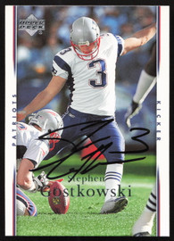 Stephen Gostkowski Autographed 2007 Upper Deck Rookie Card #109 New England Patriots SKU #260578