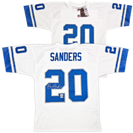 Detroit Lions Barry Sanders Autographed White Authentic Mitchell & Ness 1996 NFL Legacy Throwback Jersey Size 44 Beckett BAS QR Stock #260153