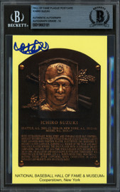 Ichiro Suzuki Autographed Hall of Fame Plaque Postcard Seattle Mariners Auto Grade Gem Mint 10 Beckett BAS Stock #261813