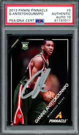 Giannis Antetokounmpo Autographed 2013 Panini Pinnacle Rookie Card #5 Milwaukee Bucks Auto Grade Gem Mint 10 PSA/DNA Stock #262000