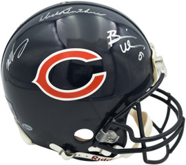 Dick Butkus, Mike Singletary and Brian Urlacher Autographed Chicago Bears Blue Full Size Speed Authentic Helmet Beckett BAS Stock #261936