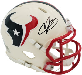 Andre Johnson Autographed Houston Texans Cream Retro Speed Mini Helmet Retro Beckett BAS Witness Stock #262071