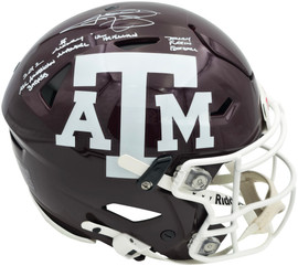 Johnny Manziel Autographed Texas A&M Aggies Maroon Full Size Authentic Hyper Speed Flex Helmet "2012 All American Badass, Money Manziel, 12 HT, Johnny F'ckin Football" Beckett BAS Witness Stock #261978