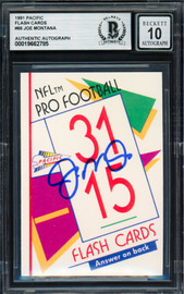 Joe Montana Autographed 1991 Pacific Flash Cards Card #66 San Francisco 49ers Auto Grade Gem Mint 10 Beckett BAS #19662785