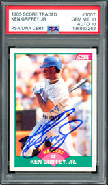 Ken Griffey Jr. Autographed 1989 Score Traded Rookie Card #100T Seattle Mariners PSA 10 Auto Grade Gem Mint 10 PSA/DNA #136863262